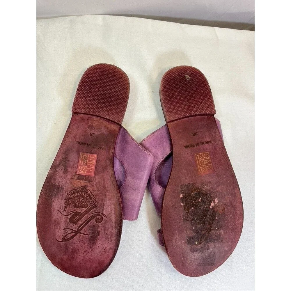 FREE PEOPLE WOMENS PURPLE LEATHER SANDLAS SLIP ON SZ 7